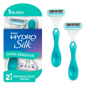 Rasoir jetable Schick Hydro Silk pour femmes vue avant avec 5 lames