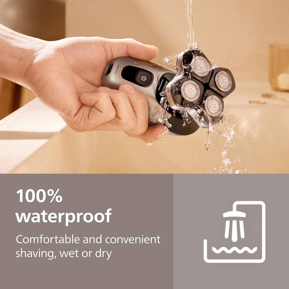 Rasoir Norelco Pro 9000 en utilisation sous la douche