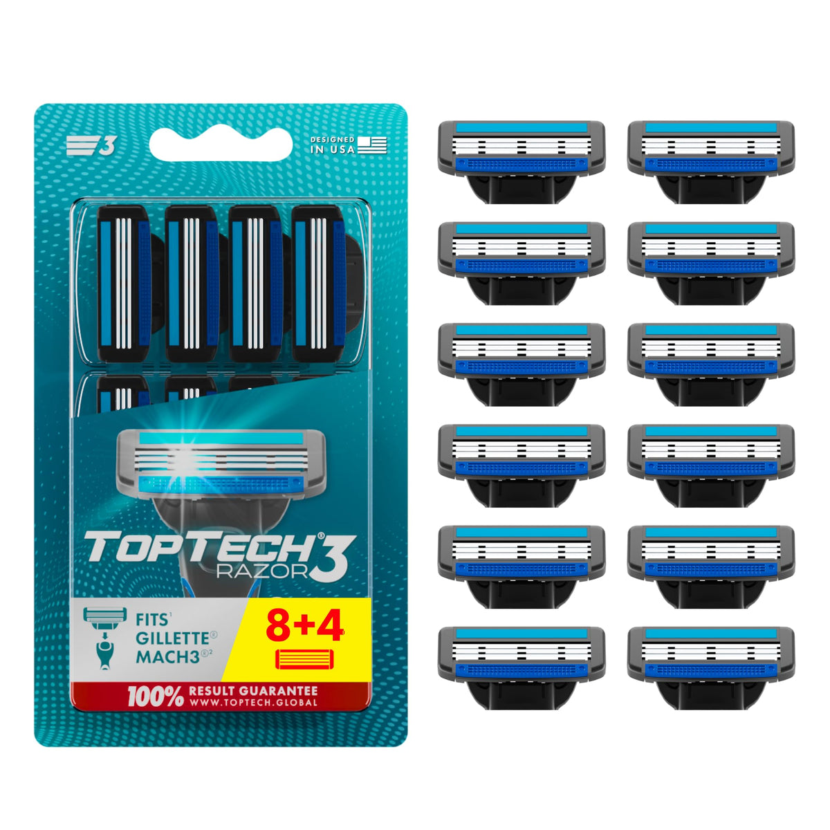 Rasoir Toptech 3 avec cartouches remplaçables vue de face