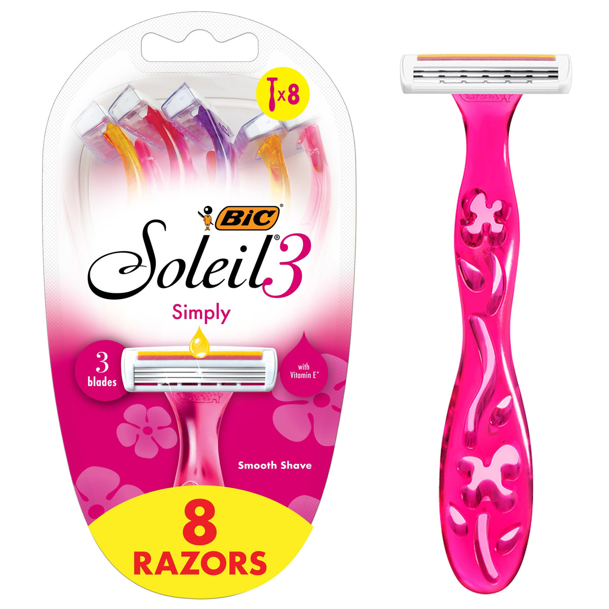 Rasoirs jetables Bic Soleil 3 Simply pack de 8 avec aloe vera