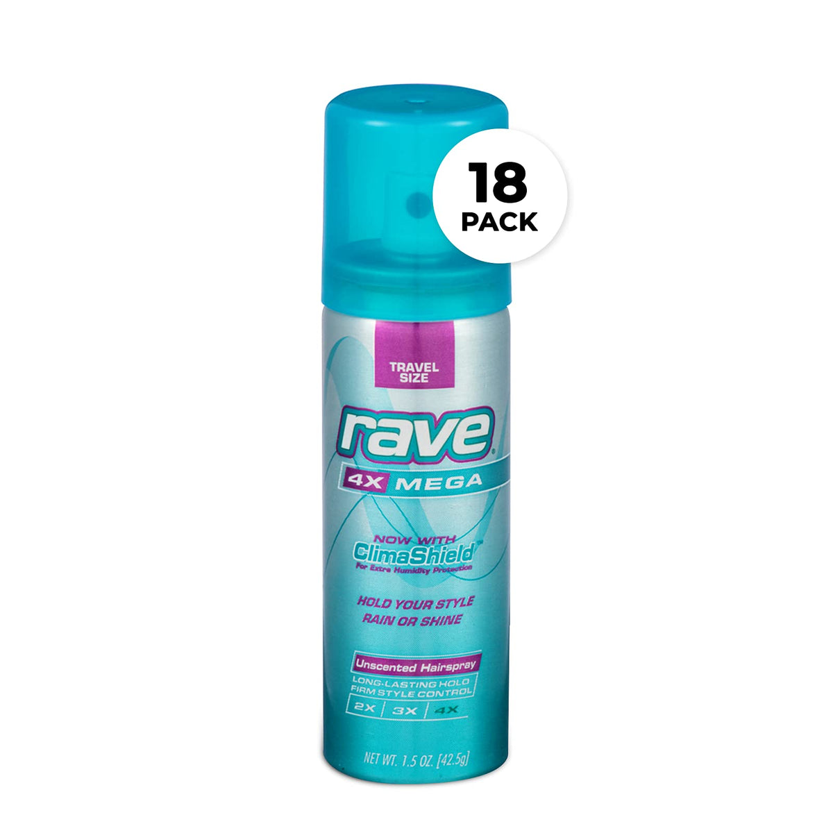 Rave Spray Fixatif 4X Mega Hold 1,5 oz avec technologie ClimaShield