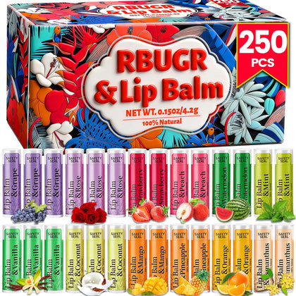 RBUGR Baume à Lèvres Bulk 250 pièces, saveurs fruitées