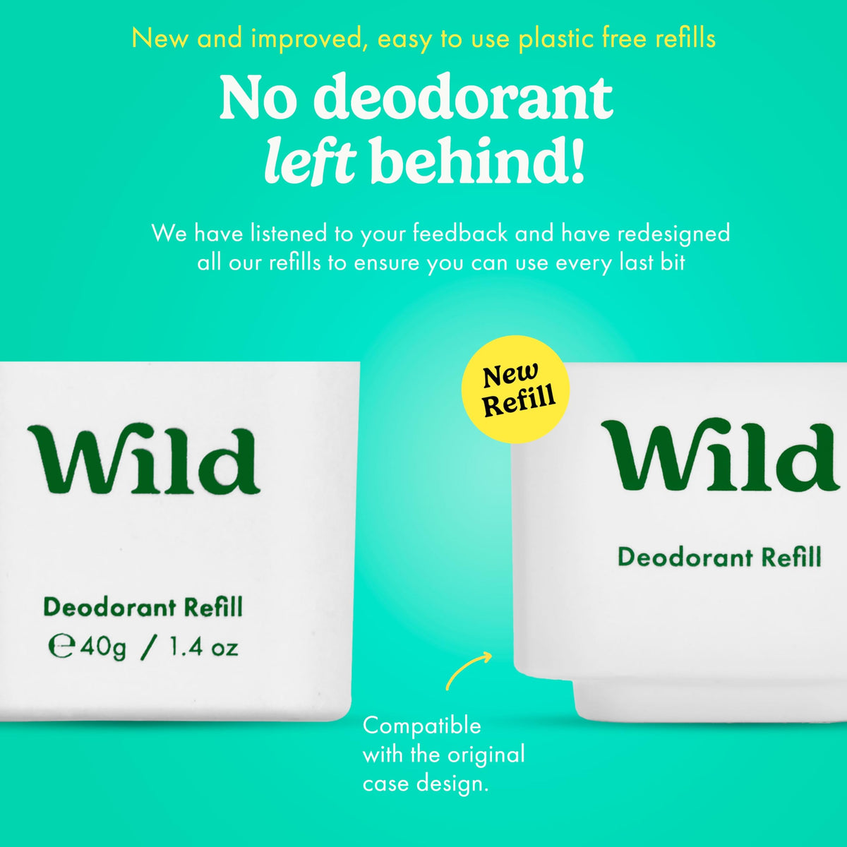 Recharge de déodorant Wild en pulpe de bambou, vue de côté