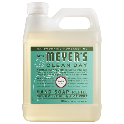 Recharge de savon à mains Basilic Mrs. MEYER'S 33 Fl Oz vue de face
