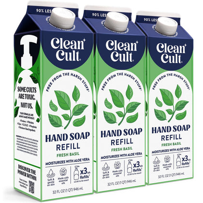 Recharge de savon liquide Cleancult au basilic frais, vue avant