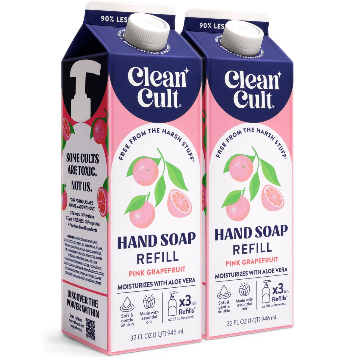 Recharge de savon liquide Cleancult au pamplemousse rose, vue avant
