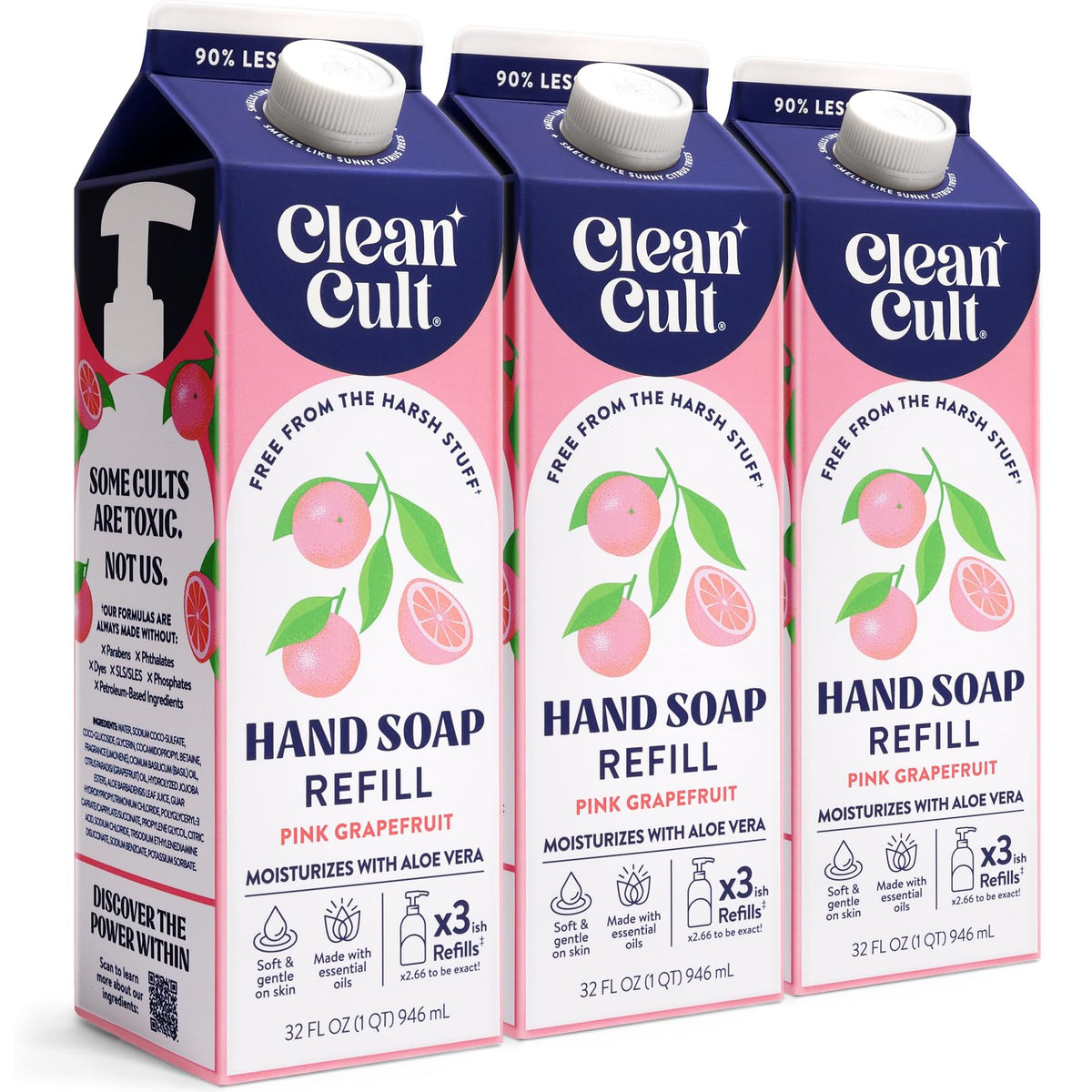 Recharge de savon liquide Cleancult au pamplemousse rose, vue avant