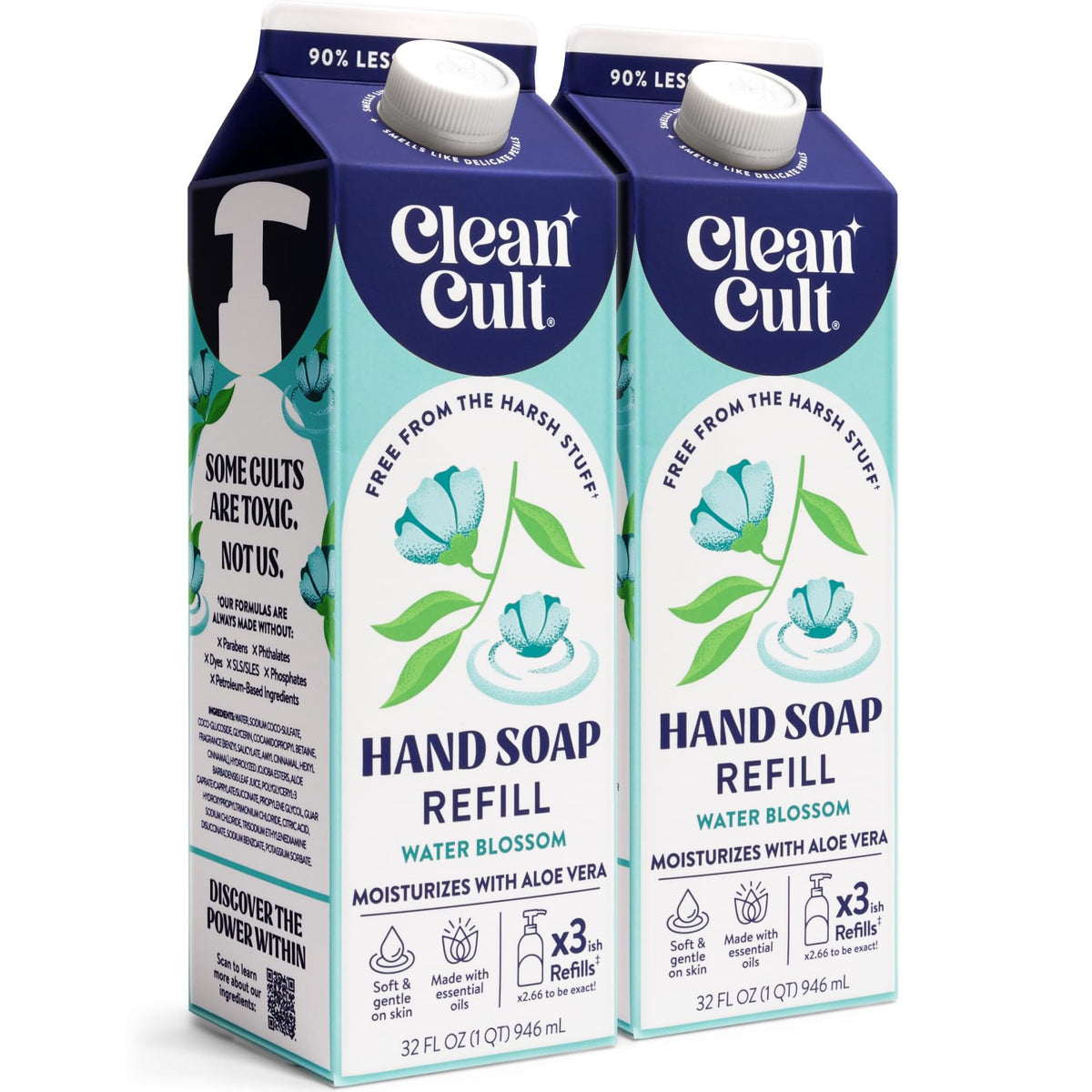 Recharge de savon liquide Cleancult au parfum d'eau de fleur, vue avant