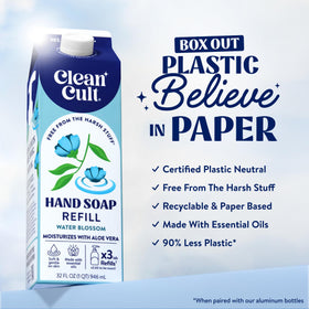 Recharge de savon liquide Cleancult, emballage en papier recyclable