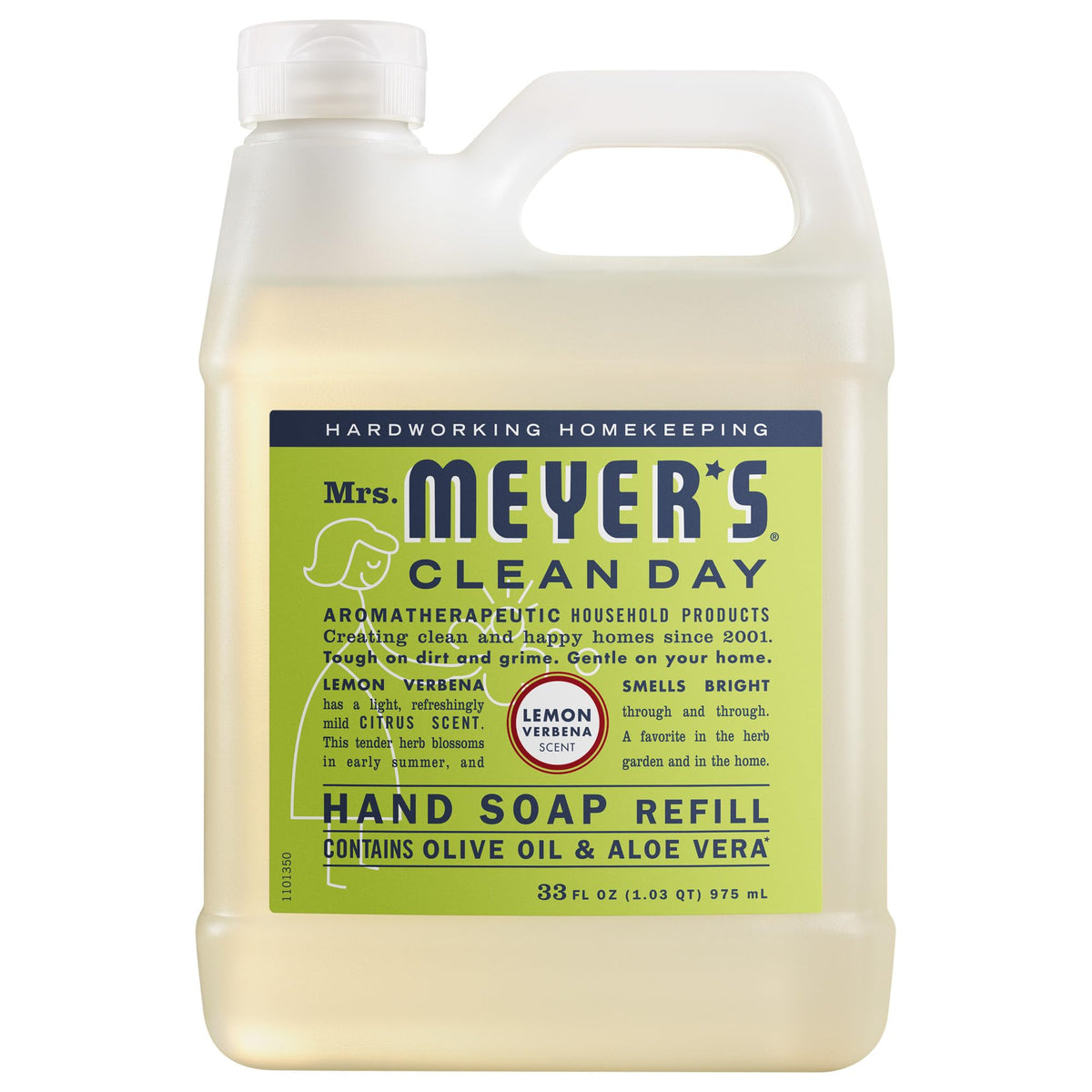 Recharge de savon liquide mains Mrs. Meyer’s Citron Verveine 33 Fl Oz vue de face
