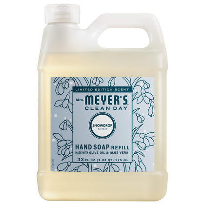 Recharge de savon liquide Mrs. MEYER'S Snowdrop vue avant avec étiquette