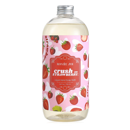 Recharge de savon liquide ROMIIE ZOI 750 ML, parfum fraise, vue avant