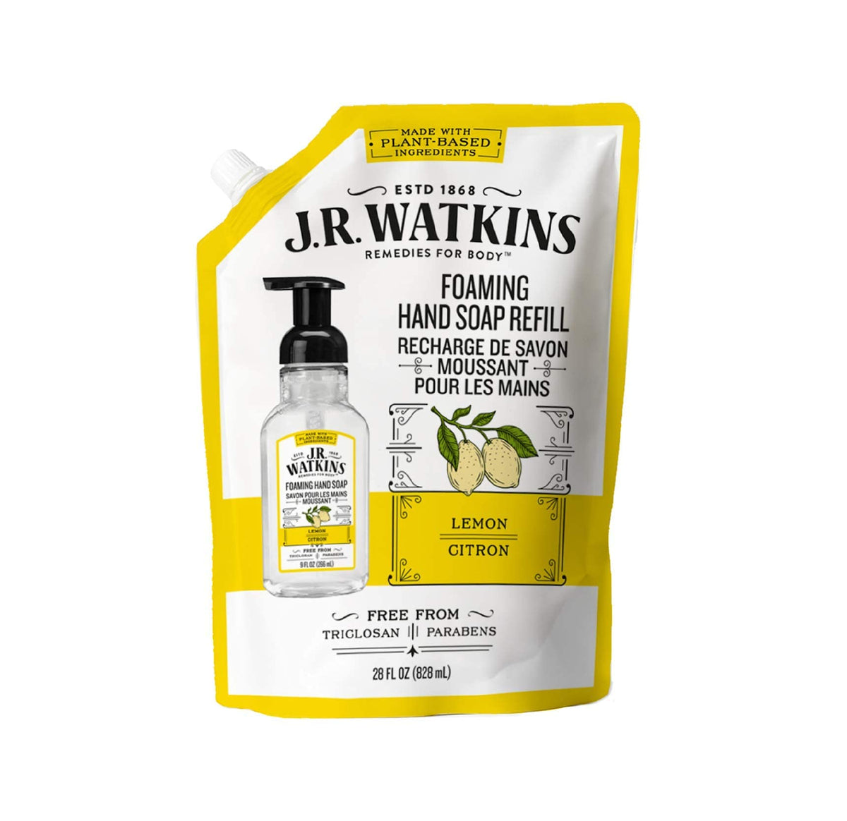 Recharge de Savon Mains Moussant au Citron Zeronic, Pack de 3