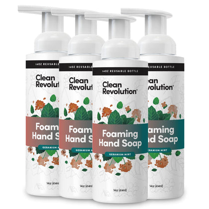 Recharge de savon mains mousse Clean Revolution Geranium Menthe 414 ml
