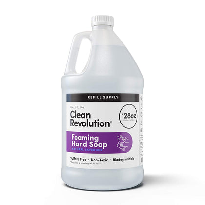 Recharge de savon moussant Clean Revolution 128 oz vue avant avec étiquette