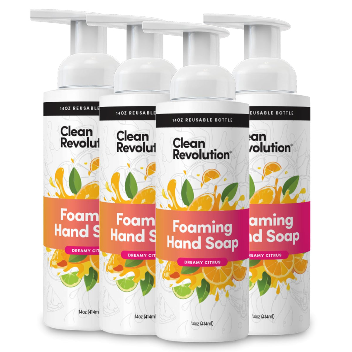 Recharge savon mains mousse Clean Revolution 14 oz Agrumes