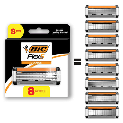 Rechargeables BIC Flex 5 pack de 8 cartouches pour hommes