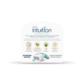 Recharges de rasoirs INTUITION à l'aloe vera sur fond neutre