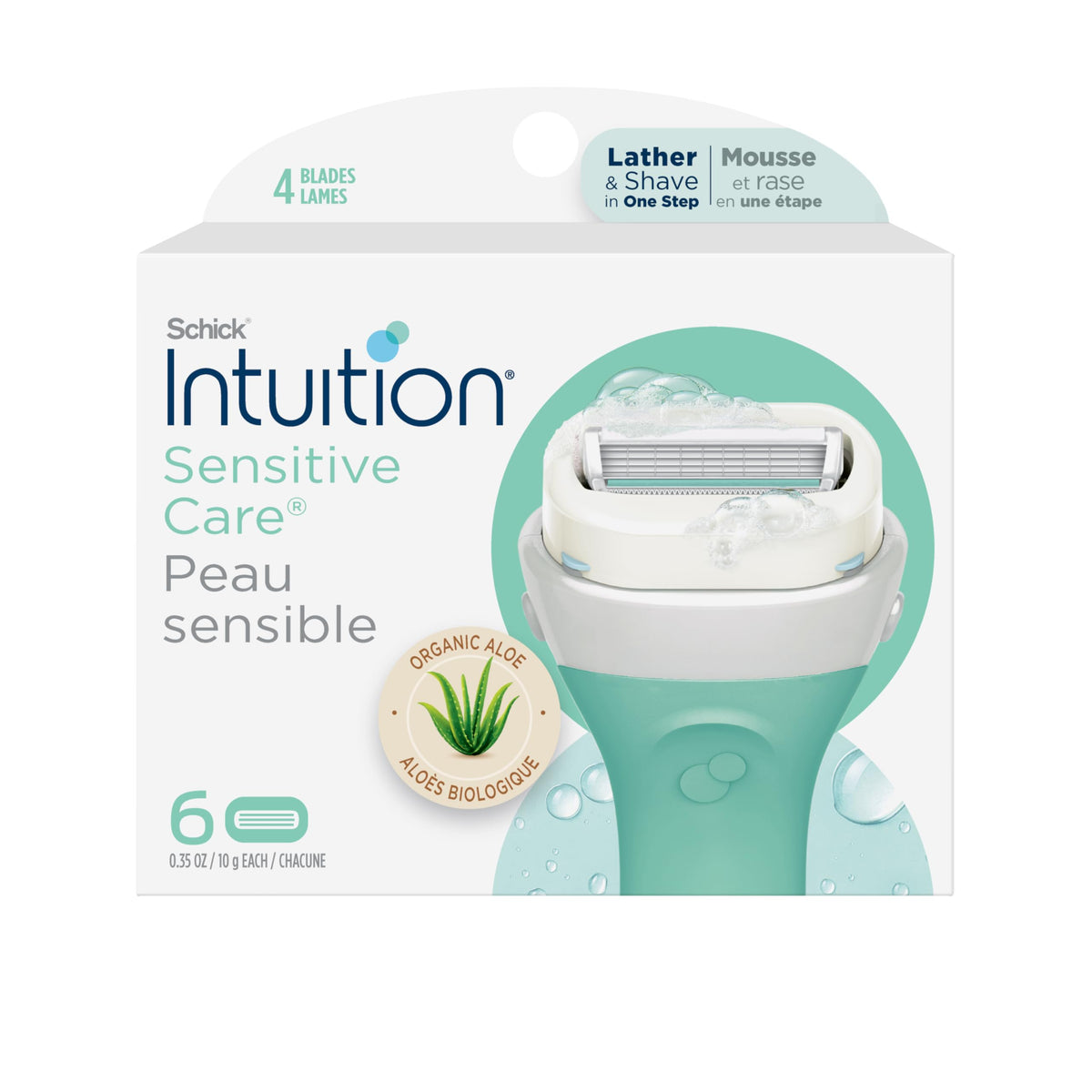 Recharges de rasoirs INTUITION pour femmes, 6 pièces avec aloe vera
