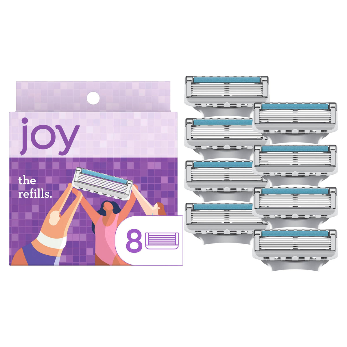Recharges de rasoirs JOY 8 pièces couleur violette dans l'emballage