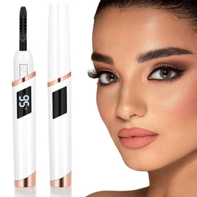 Recourbe-cils électrique chauffant ShenlanBolt vue de face avec tête de brosse en silicone