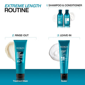 Redken Après-Shampoing Extreme Length 10,1 fl oz en utilisation sur cheveux