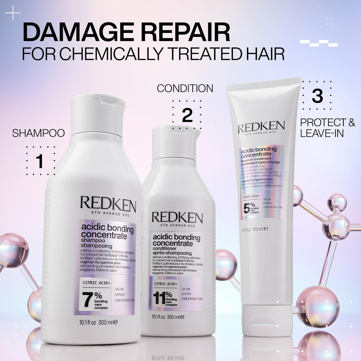Redken Conditioner Acidic Bonding Concentrate 1060g avec d'autres produits capillaires