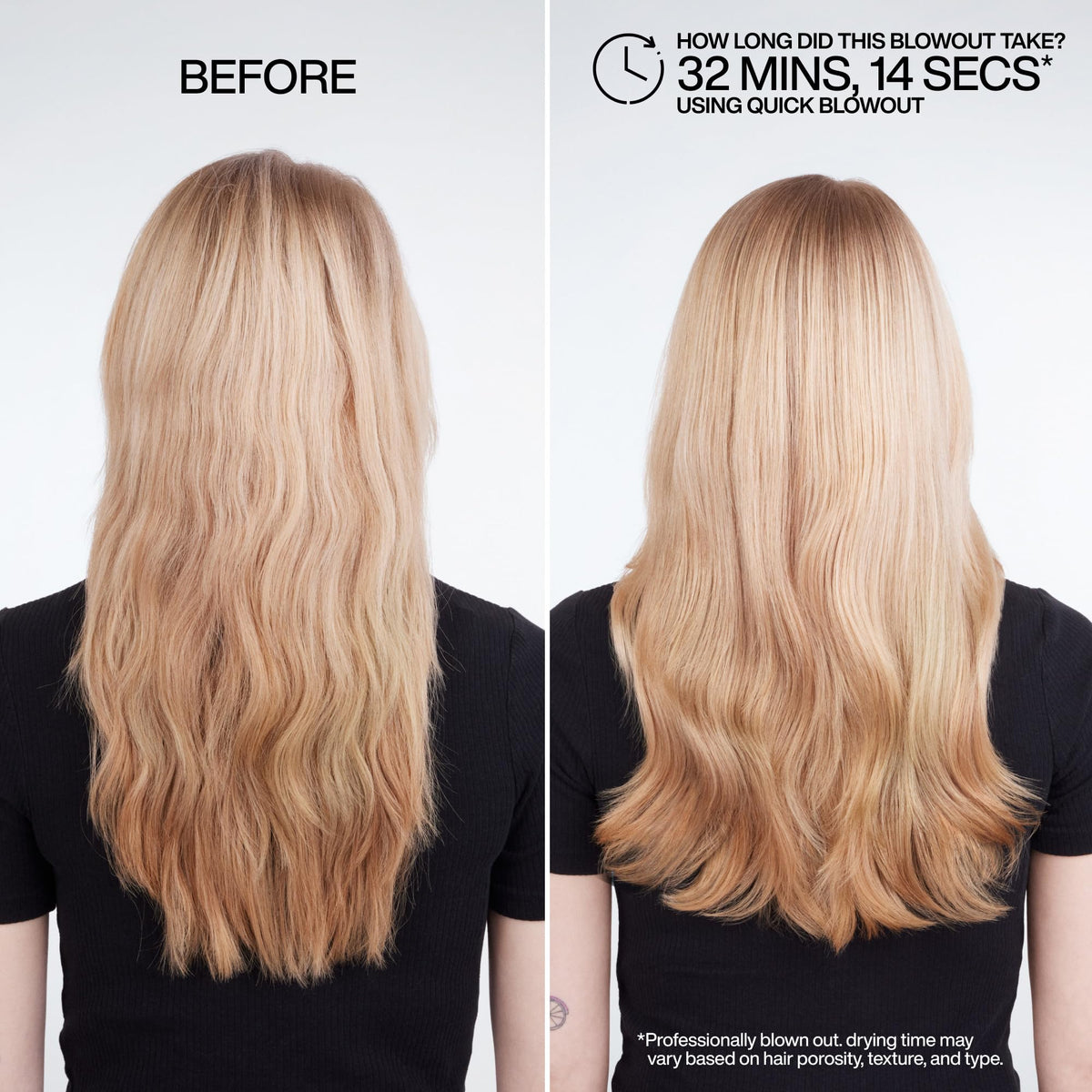 Redken Quick Blowout Spray 4,2 oz à côté d'un sèche-cheveux