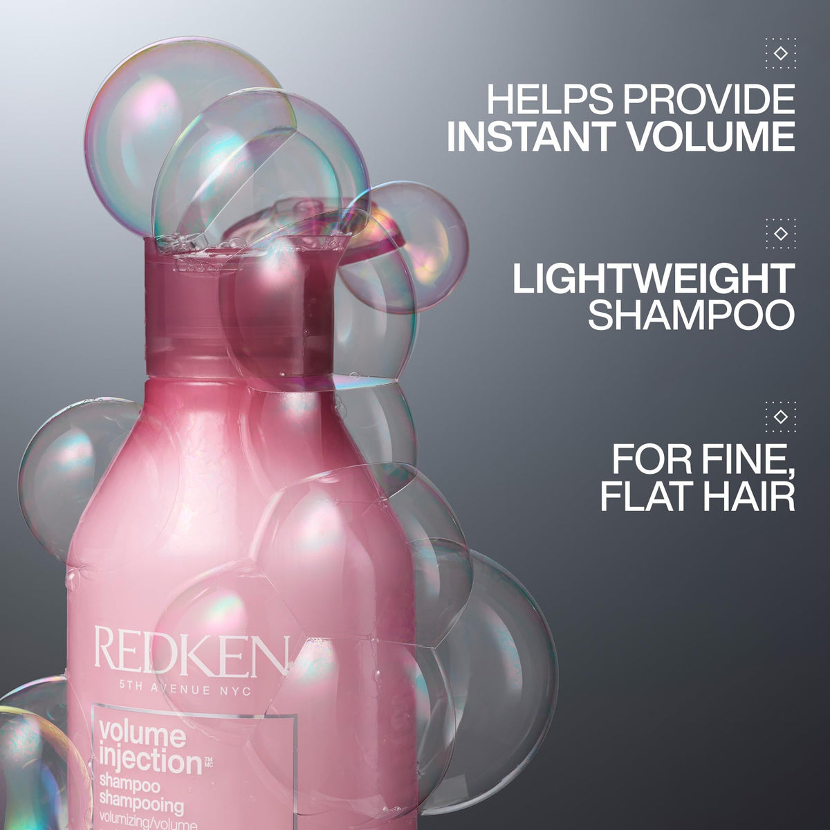 Redken Shampoo Volume Injection 340g avec étiquette visible