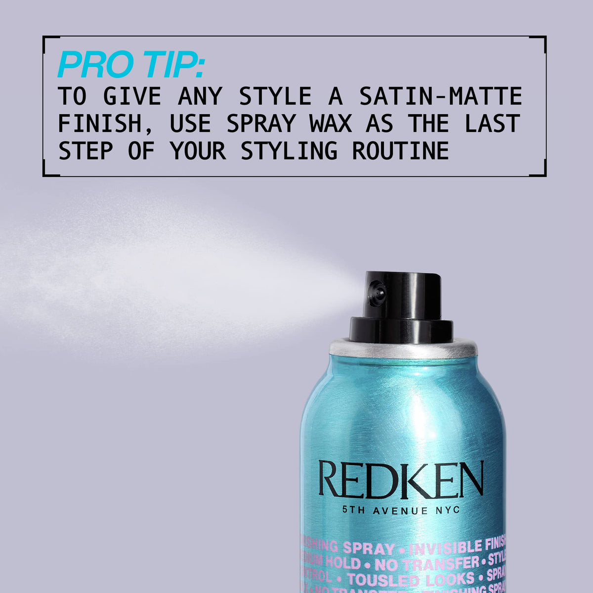 Redken Spray Wax Invisible Texture Mist 5,5 oz sur une coiffeuse