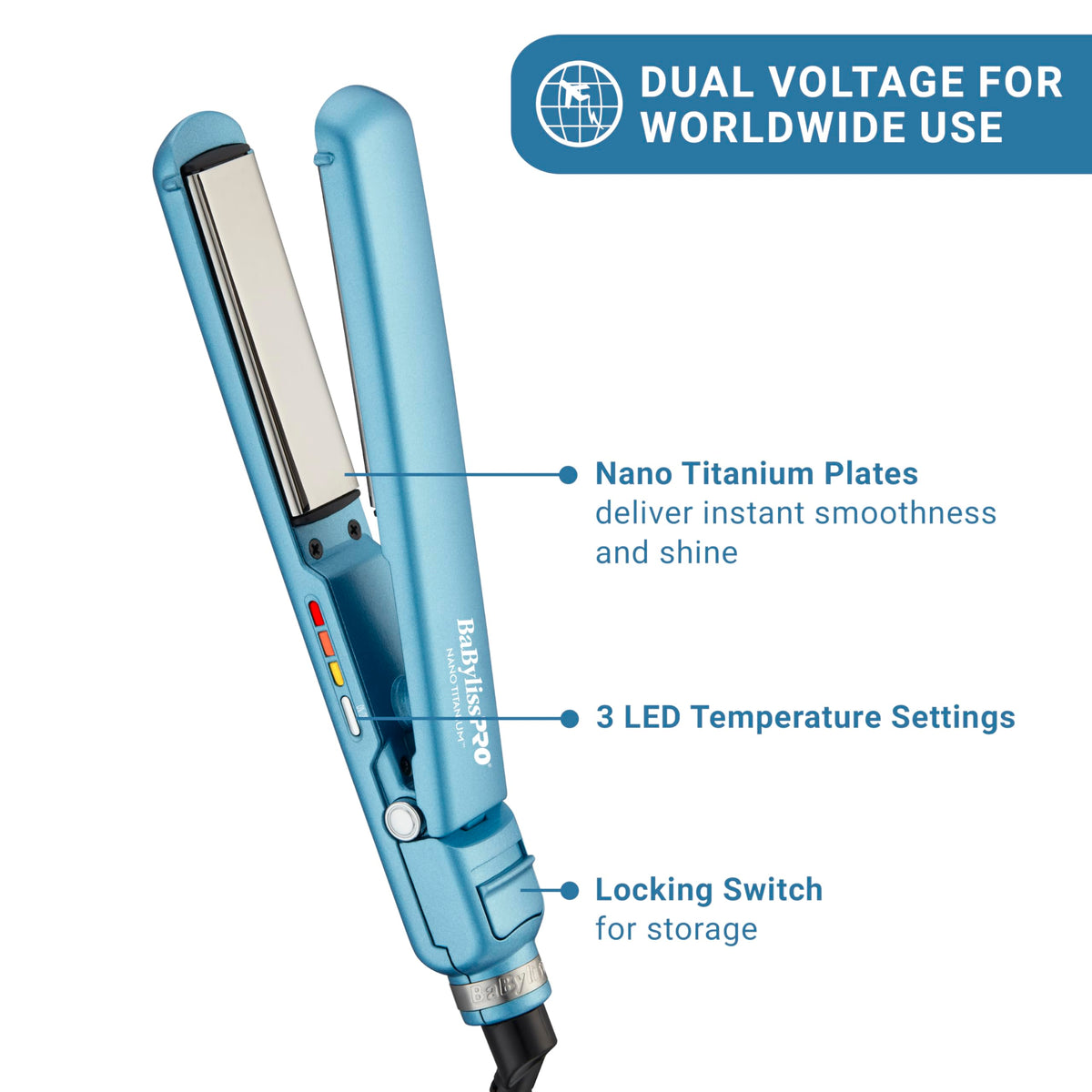 Réglages de température du Fer à lisser BaBylissPRO Ultra-Fin compact