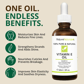 RejuveNaturals Huile de Vitamine E 100% Pure, vue de l'arrière de la bouteille