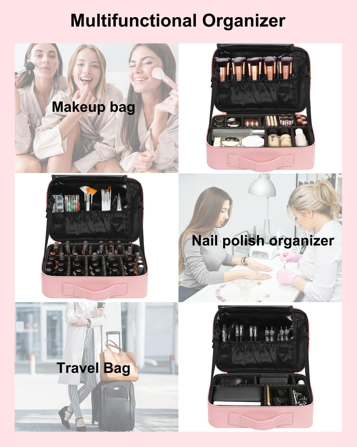Relavel trousse de maquillage avec compartiments ajustables