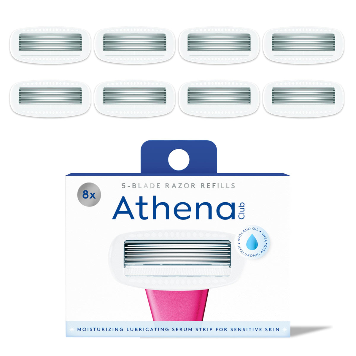 Rembourrages de lame de rasoir Athena Club, 8 cartouches en emballage