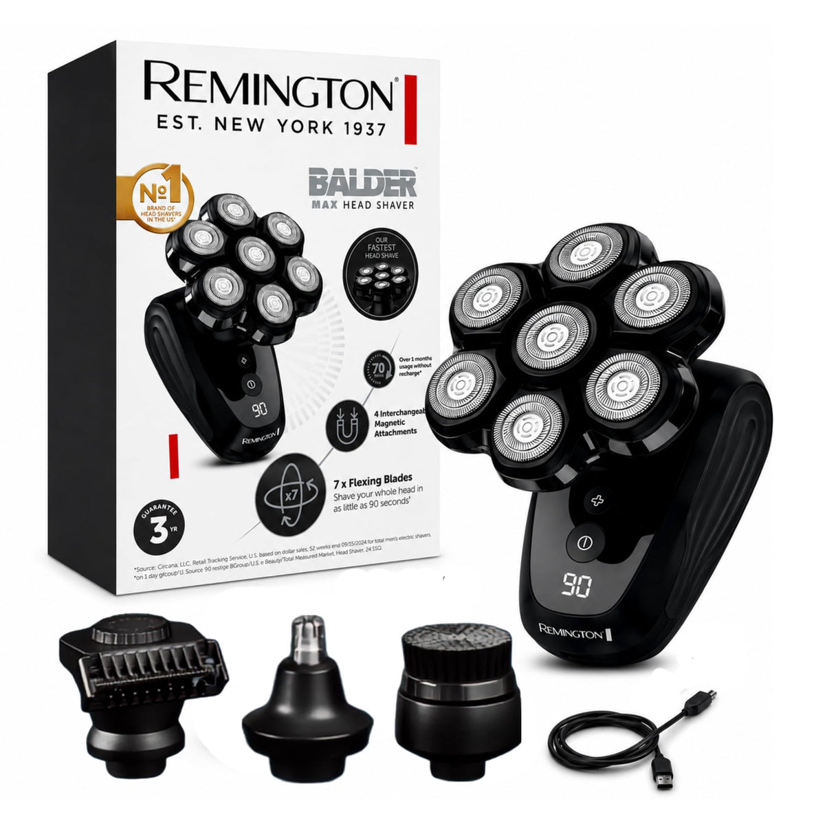 Remington Balder MAX Rasoir Tête Électrique vue avant avec lames rotatives