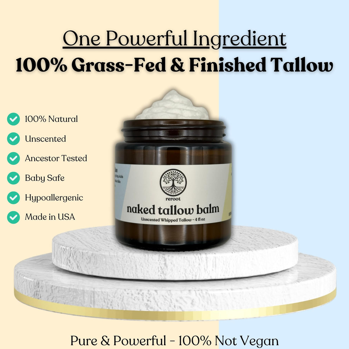 Reroot Organics Baume de Suif Naturel 190g application sur la peau