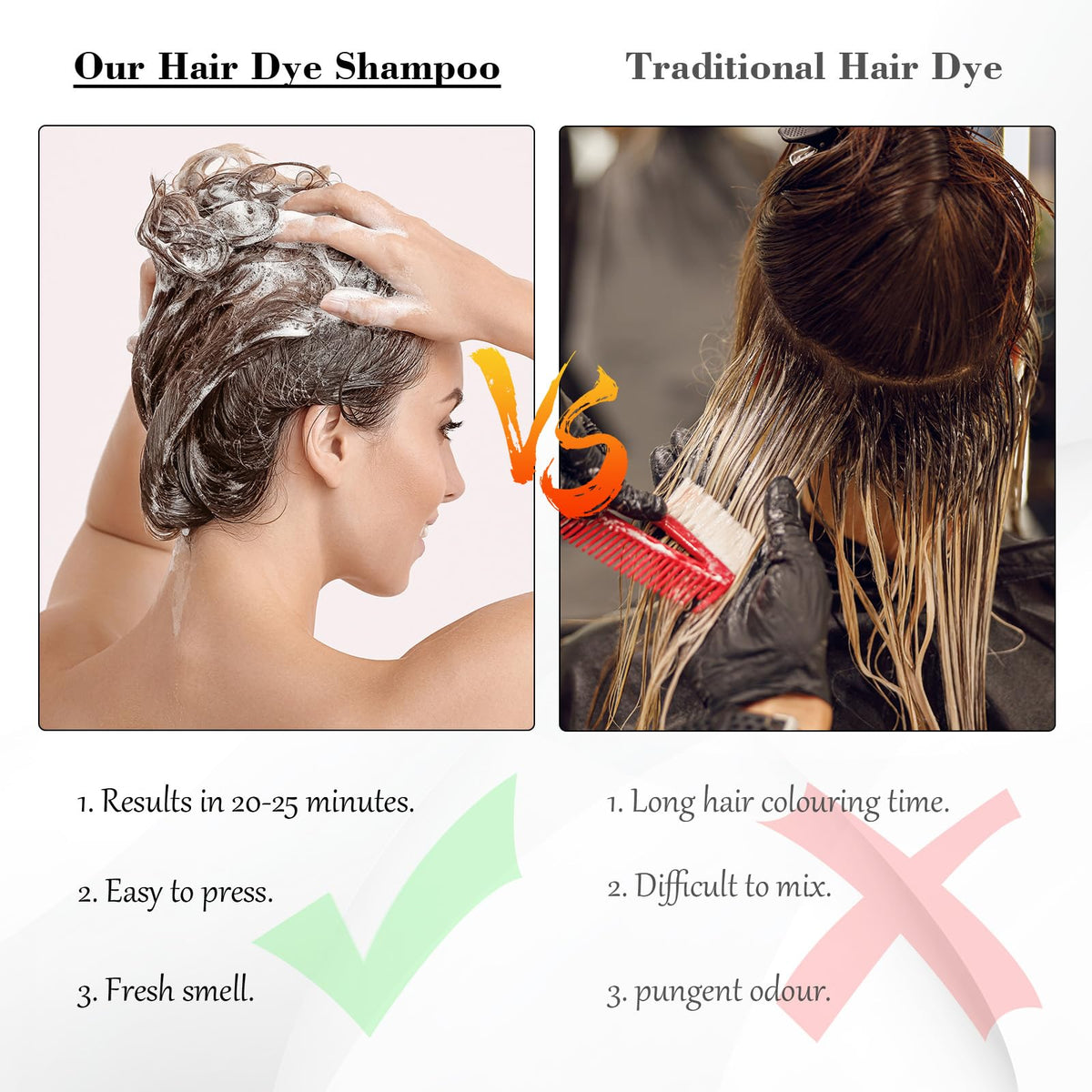 Résultat après utilisation du Shampooing Teinture Brun KAISASA
