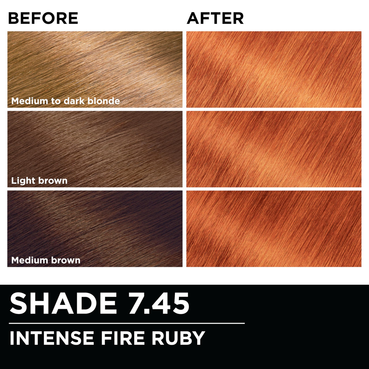 Résultat de la coloration Garnier Olia 7.45 sur cheveux