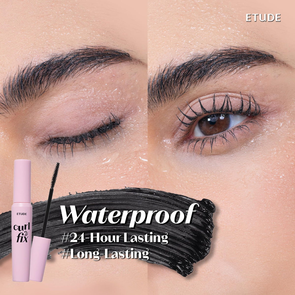 Résultat du mascara ETUDE Curl Fix sur un regard