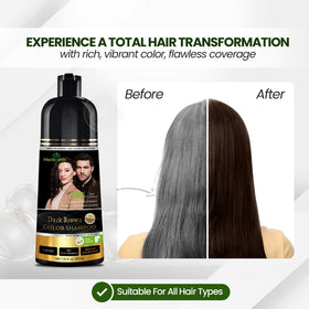 Résultat final après utilisation du shampooing teinture brun foncé Herbishh