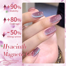 Résultat final avec le vernis gel magnétique sur des ongles acryliques