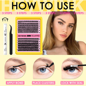 Résultat final avec les cils du kit HEYWINK