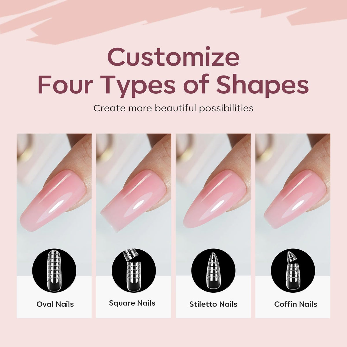 Résultat final d'extensions d'ongles avec le kit modelones