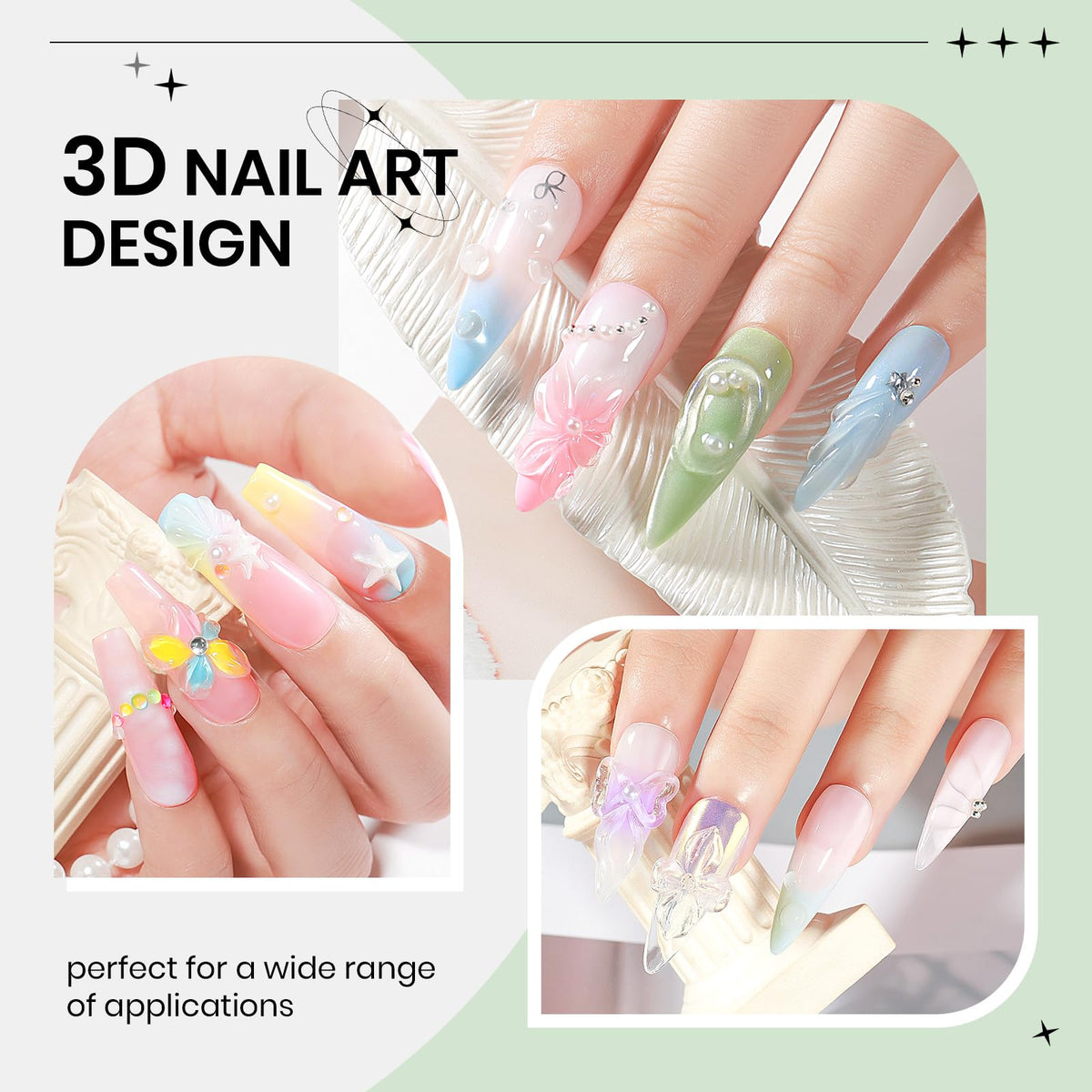 Résultat final d'ongles décorés avec le gel SUPWEE