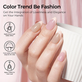 Résultat final d'une manucure avec vernis gel rose TOMICCA