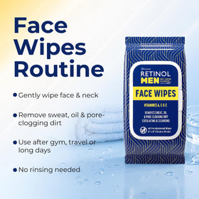 Retinol Lingettes Visage pour Hommes, illustration des caractéristiques