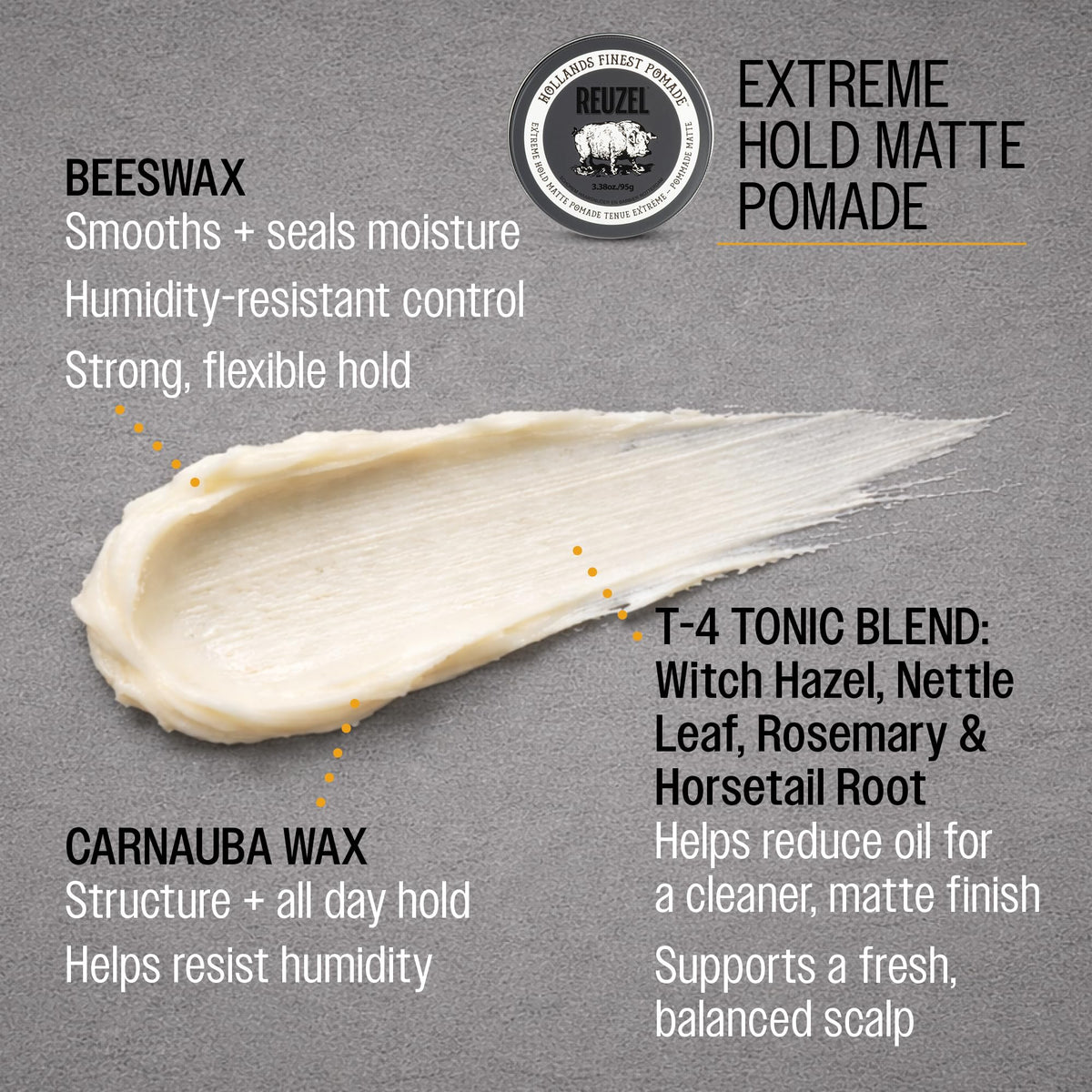 REUZEL Pommade Mat Extra Forte 110g application sur les cheveux