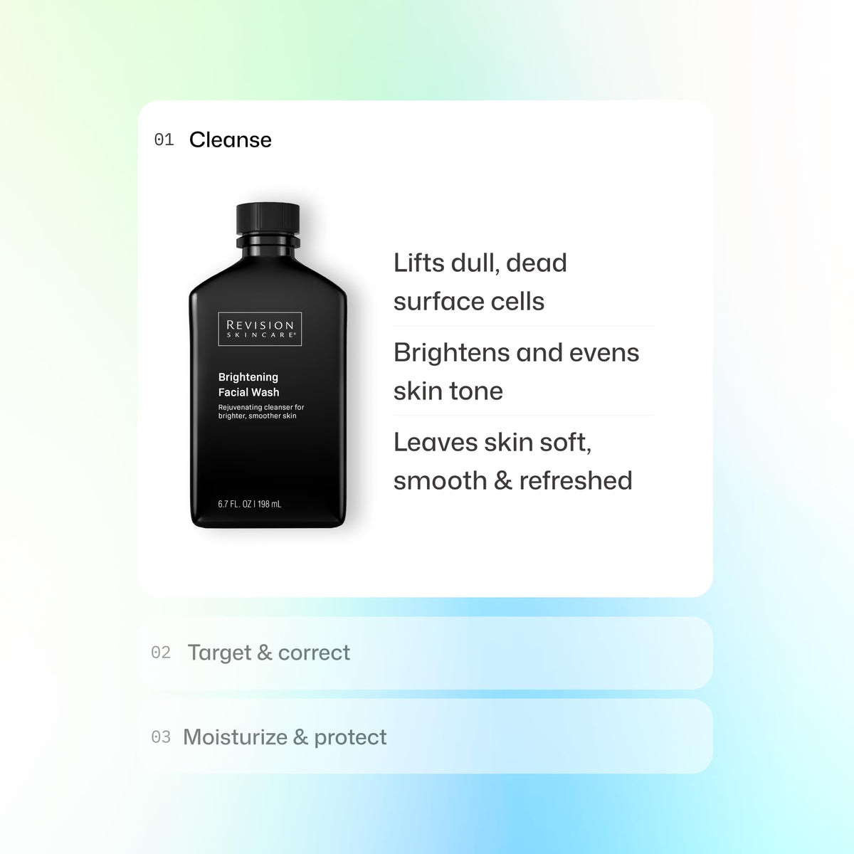 Revision Skincare Gel Nettoyant Éclaircissant 240g avec ingrédients clés