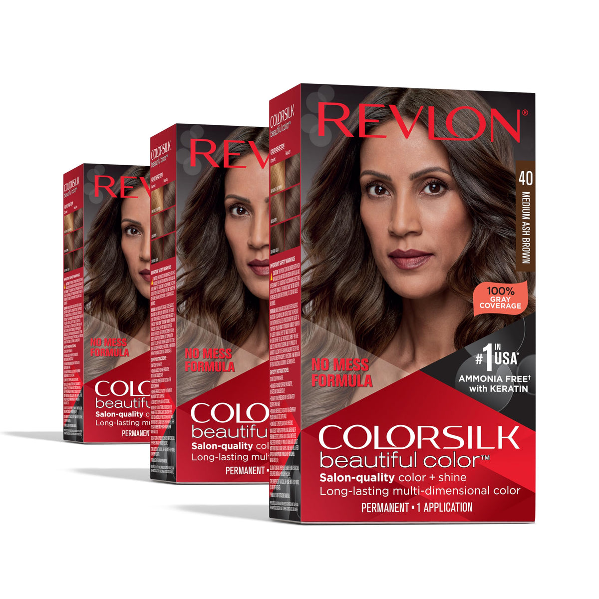 REVLON Coloration Permanente 40 Châtain Clair Cendré, kit de coloration