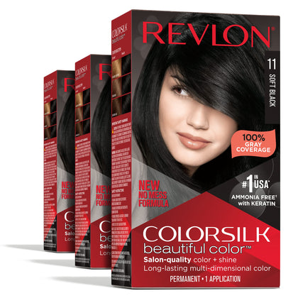 REVLON ColorSilk 11 Noir Doux kit de coloration permanente face